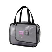 Vinyl Hanging Large Cosmetic Case Bag Fashion Waterproof Black Clear Toiletry Bag